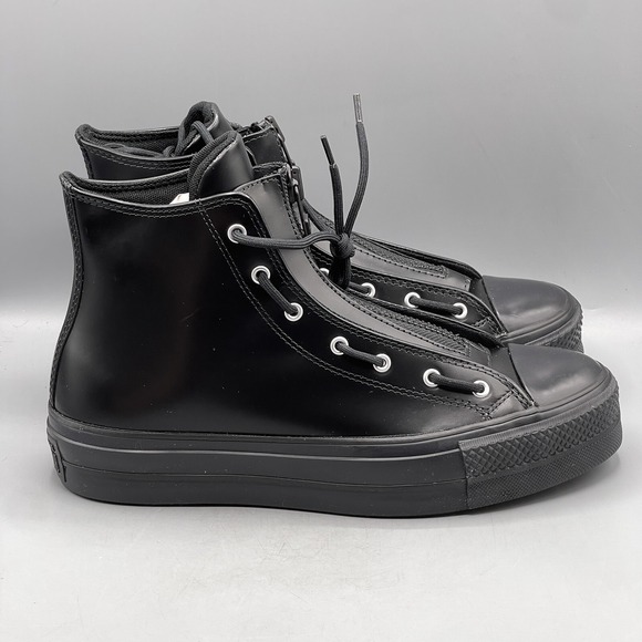 Converse CTAS Lift Women's 5 Hi Top Platform Sneakers Black Leather Zip A12476C - Picture 6 of 13
